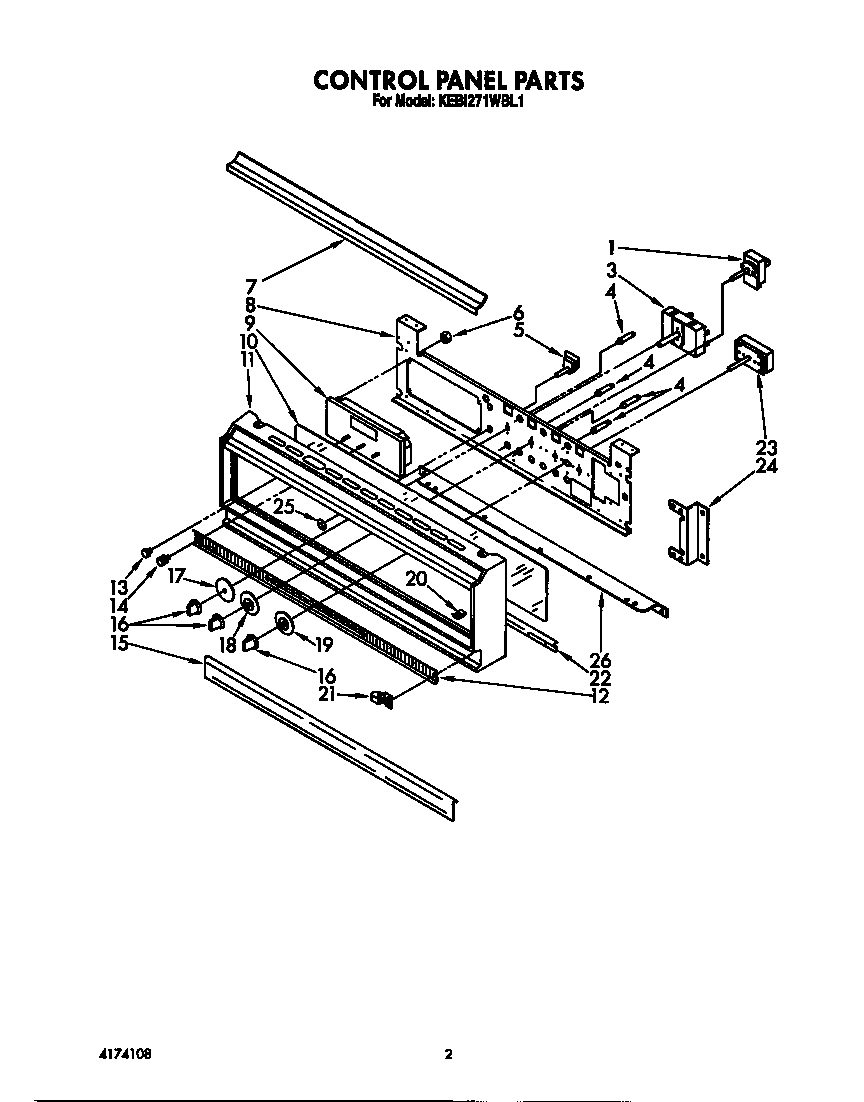KitchenAid KEBI271WBL1 control panel diagram