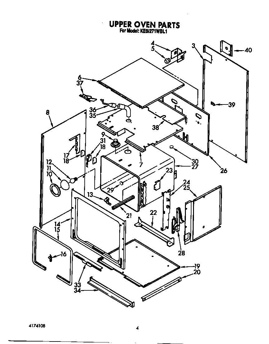 KitchenAid KEBI271WBL1 upper oven diagram