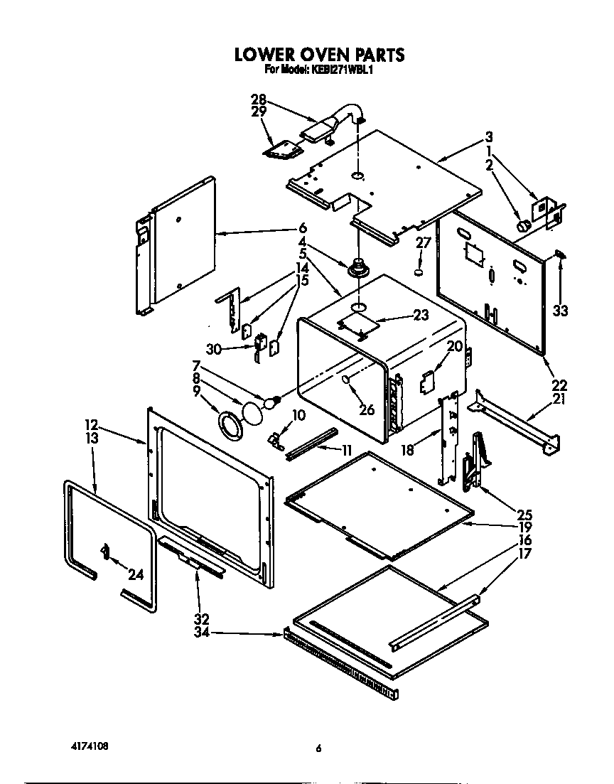 KitchenAid KEBI271WBL1 lower oven diagram