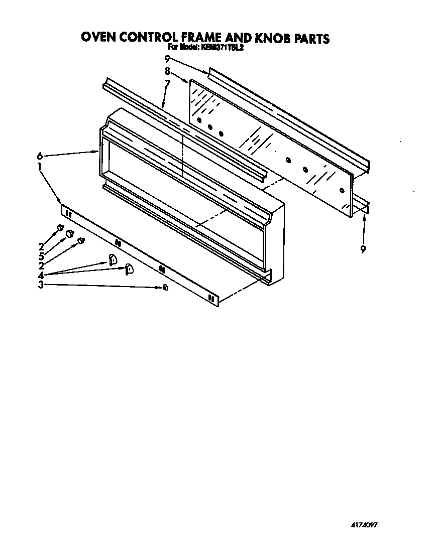 KitchenAid KEMI371TBL2 oven control frame and knob diagram