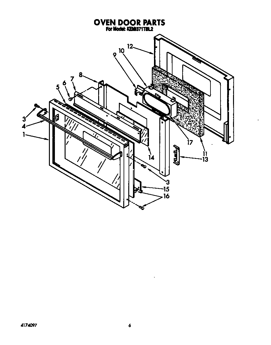 KitchenAid KEMI371TBL2 oven door diagram