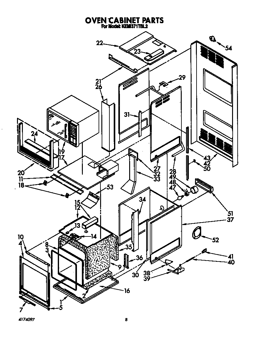 KitchenAid KEMI371TBL2 oven cabinet diagram