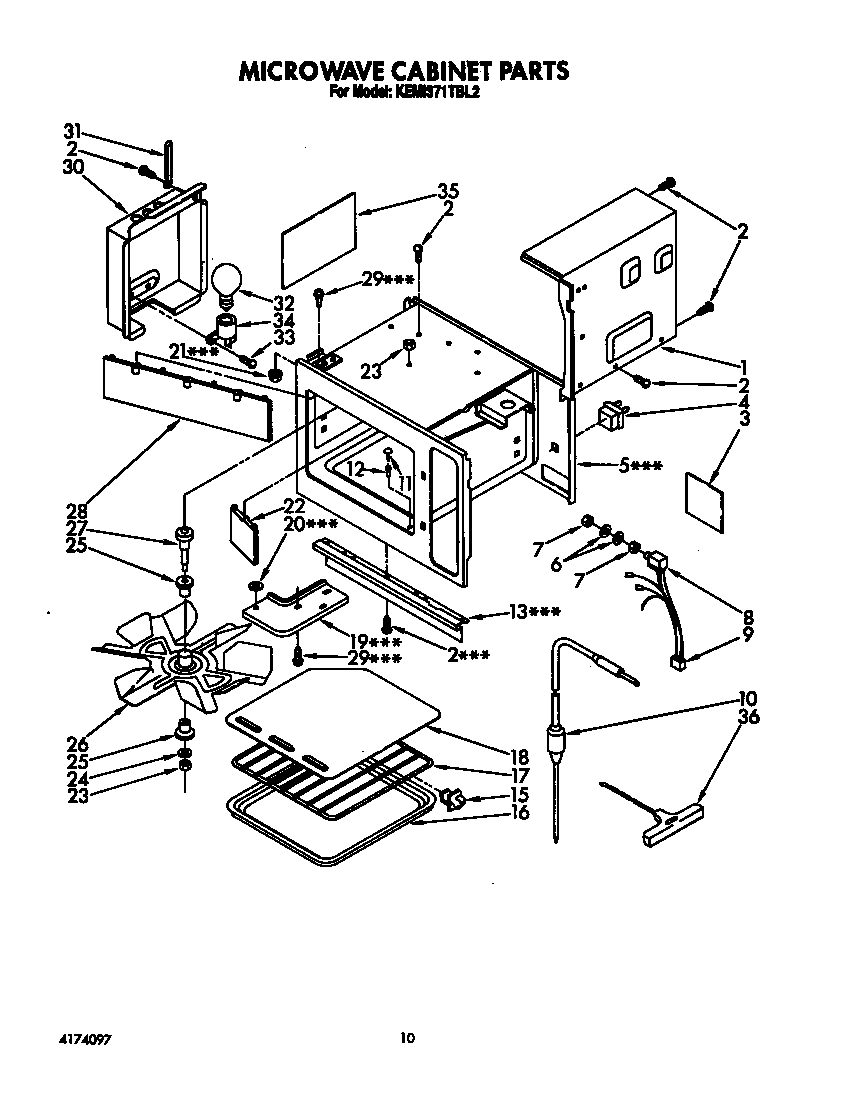 KitchenAid KEMI371TBL2 microwave cabinet diagram