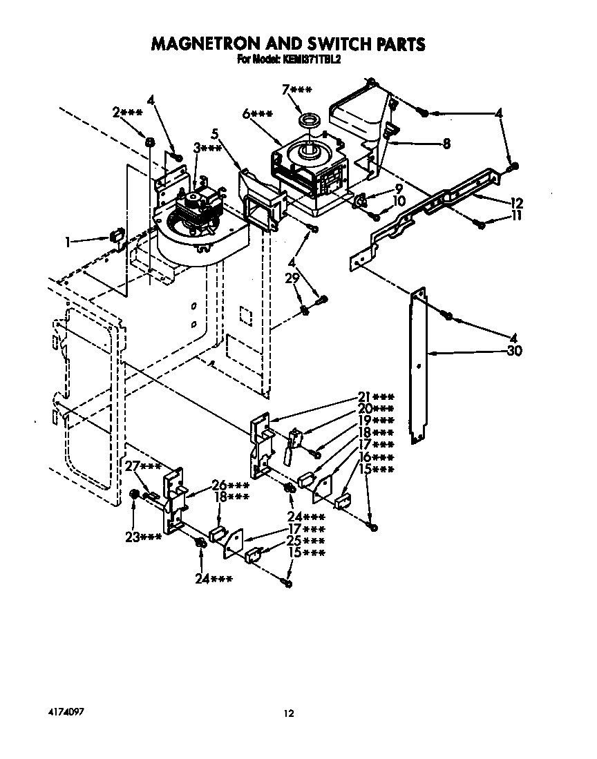 KitchenAid KEMI371TBL2 magnetron and switch diagram
