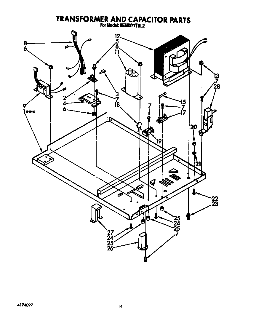 KitchenAid KEMI371TBL2 transformer and capacitor diagram