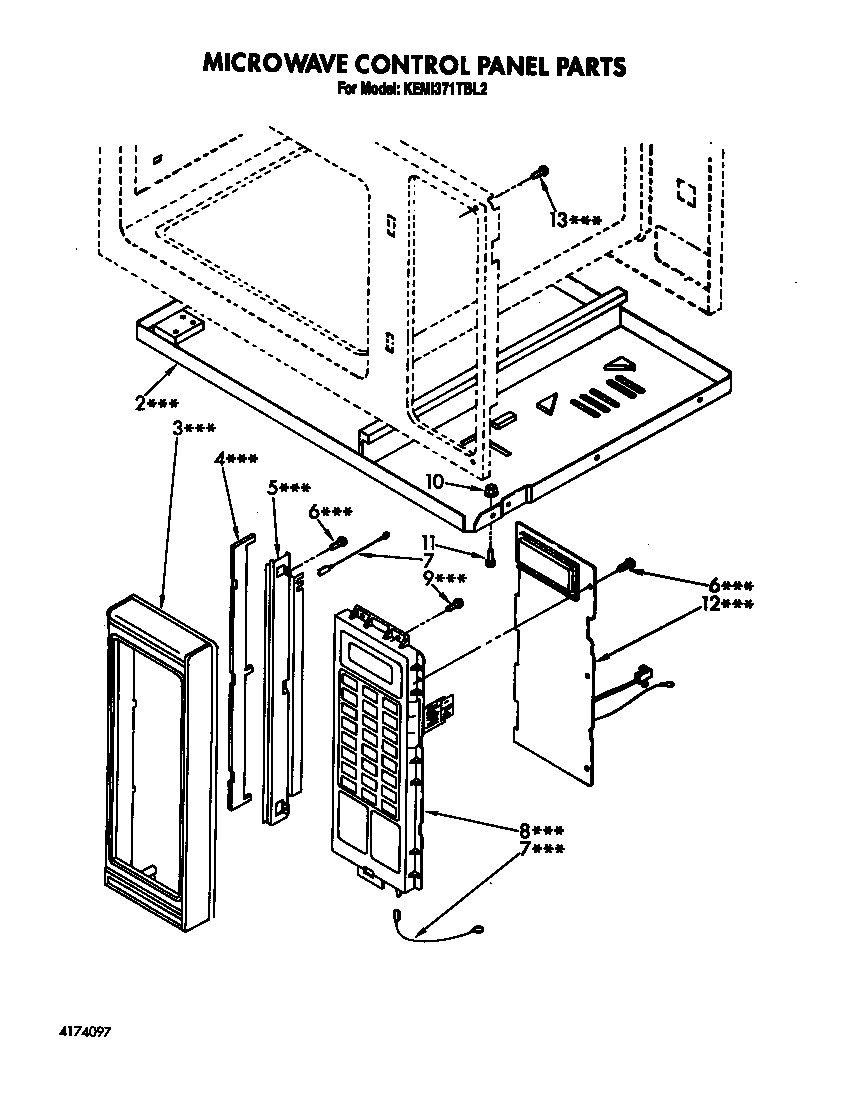 KitchenAid KEMI371TBL2 microwave control panel diagram