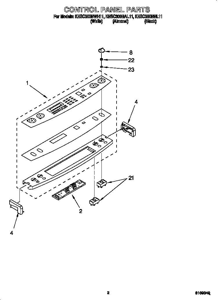 KitchenAid KESC300BWH11 control panel diagram