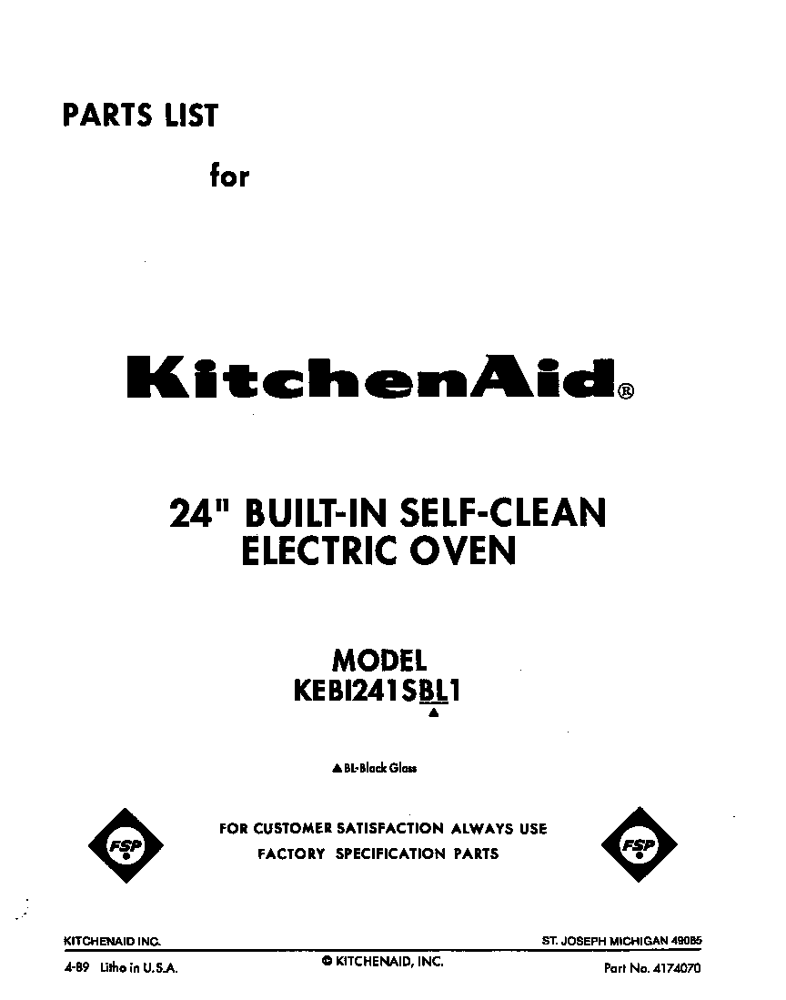 KitchenAid KEBI241SBL1 front cover diagram