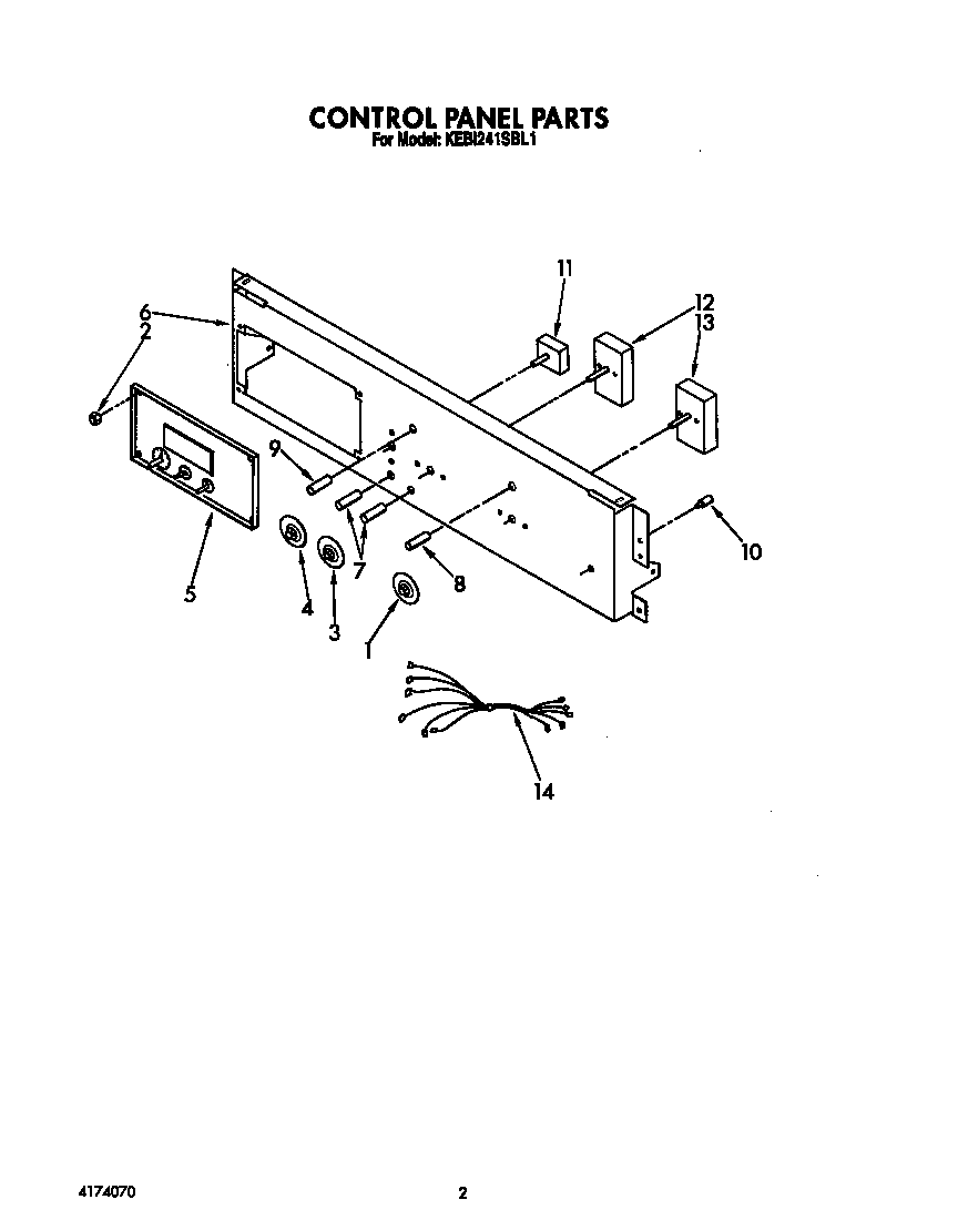 KitchenAid KEBI241SBL1 control panel diagram