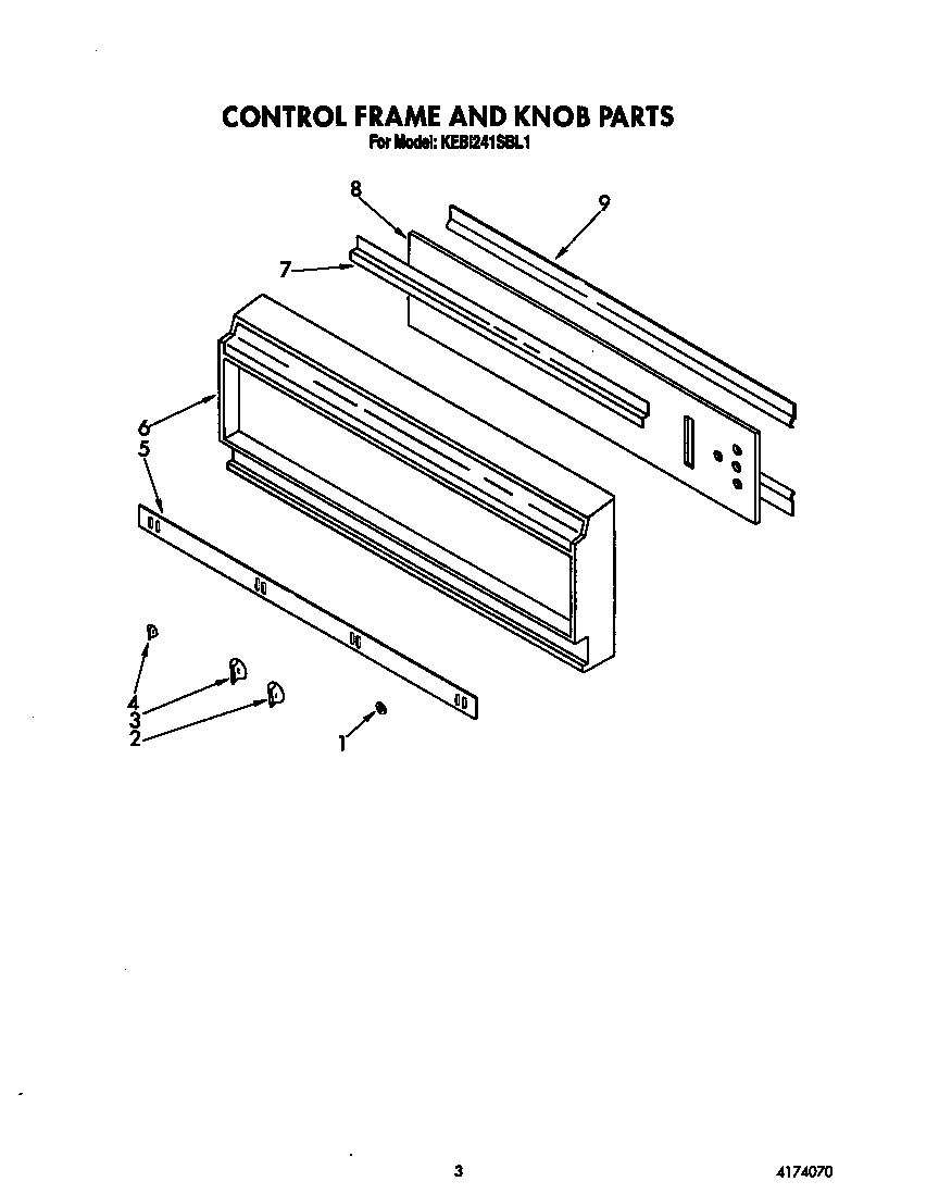 KitchenAid KEBI241SBL1 control frame and knob diagram