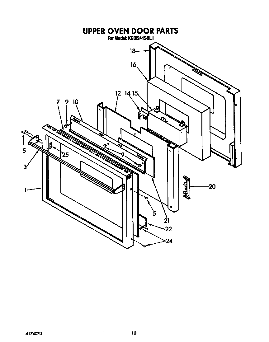 KitchenAid KEBI241SBL1 upper oven door diagram