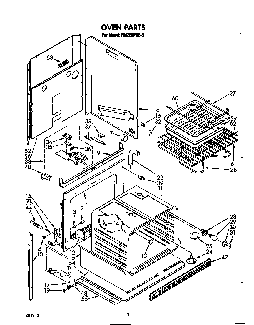 Whirlpool RM288PXS9 oven diagram