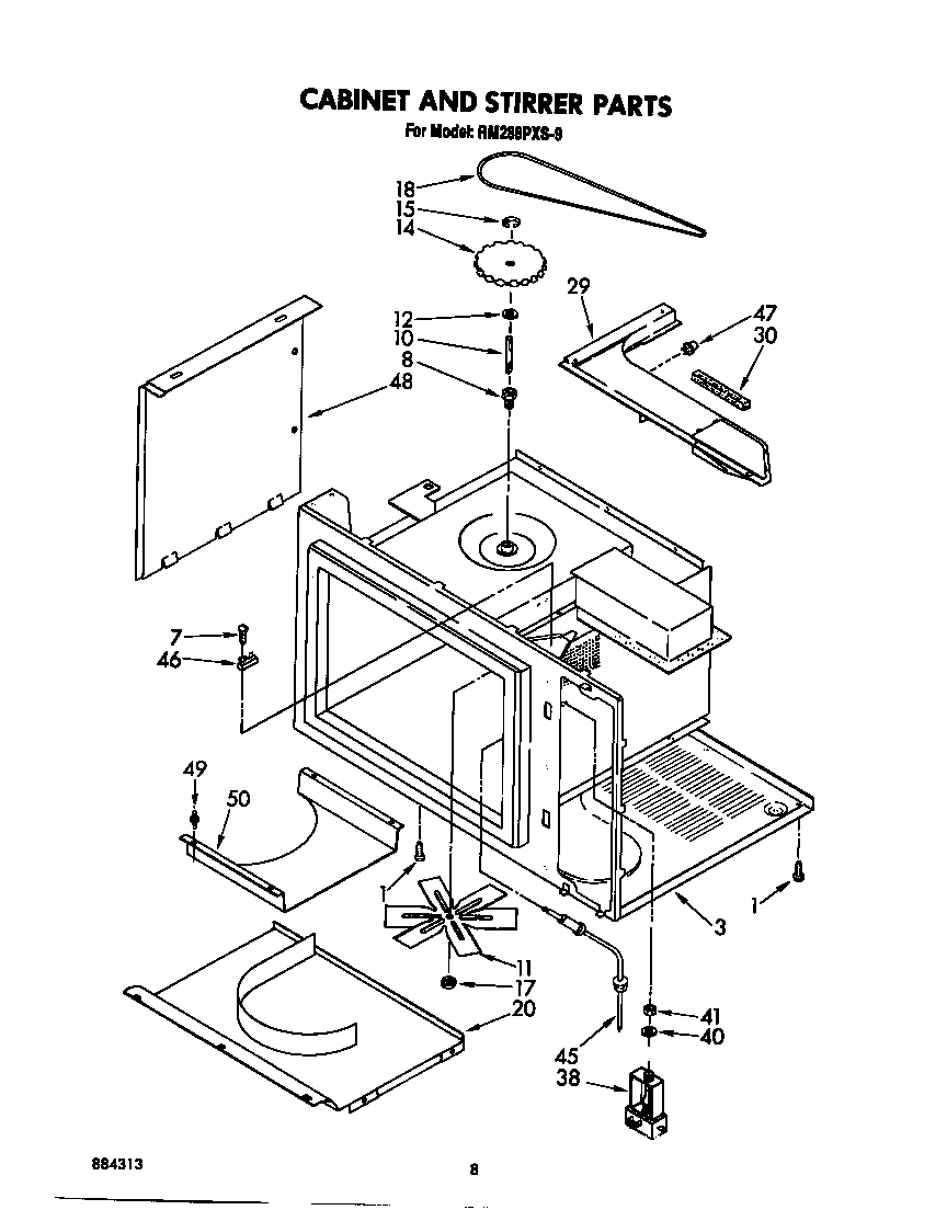 Whirlpool RM288PXS9 cabinet and stirrer diagram