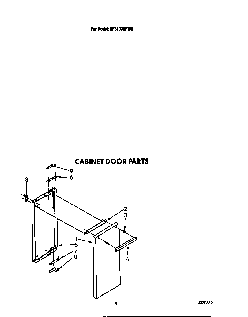 Whirlpool SF5100SRW5 cabinet door diagram