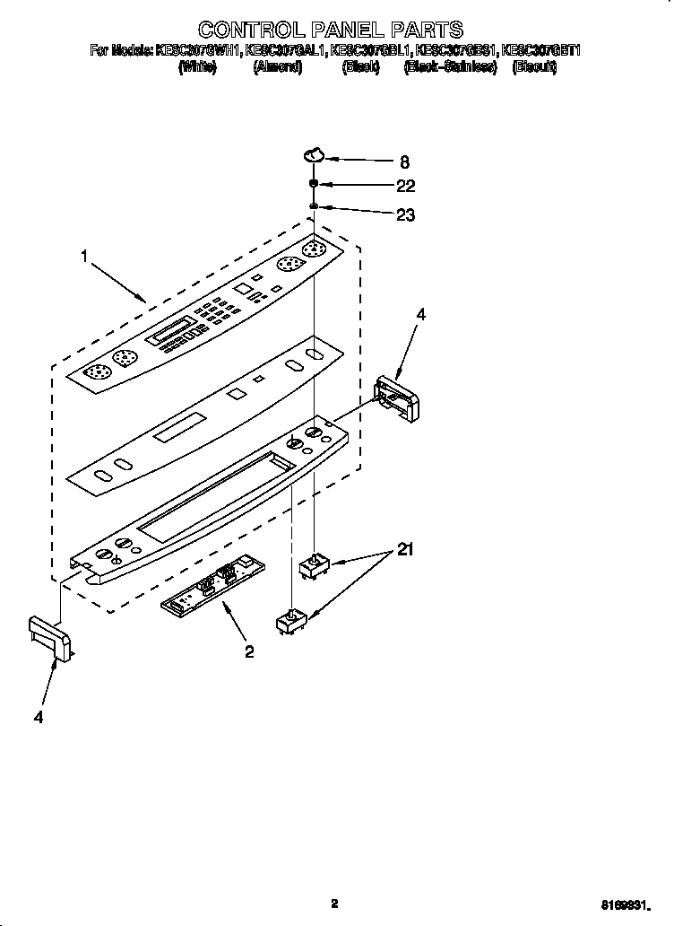 KitchenAid KESC307GBL1 control panel diagram