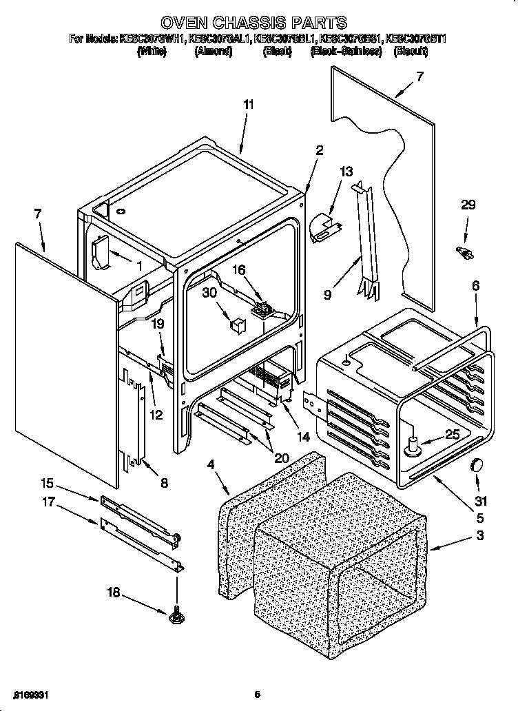 KitchenAid KESC307GBL1 oven chassis diagram