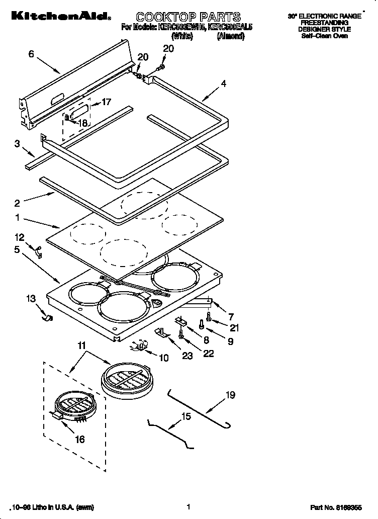 KitchenAid KERC500EAL5 cooktop diagram