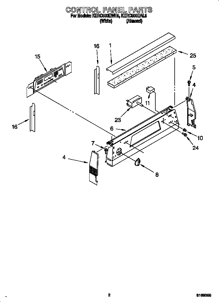 KitchenAid KERC500EAL5 control panel diagram