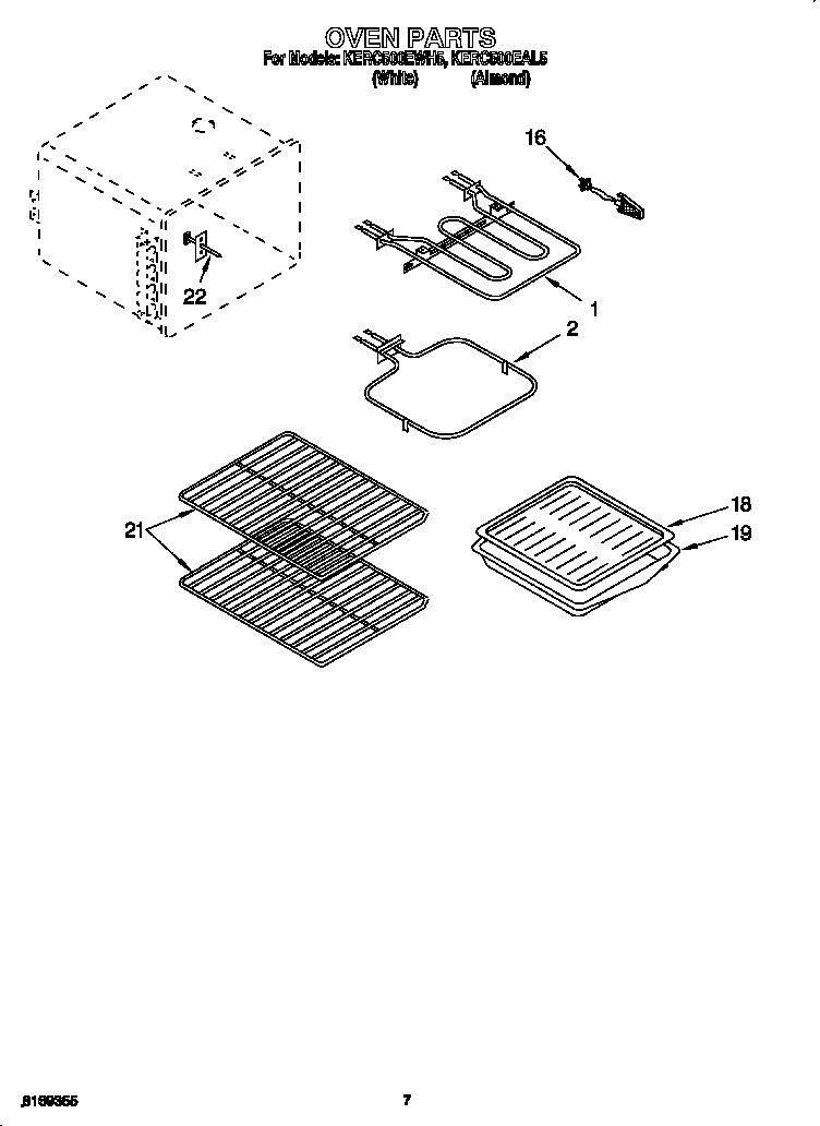 KitchenAid KERC500EAL5 oven diagram