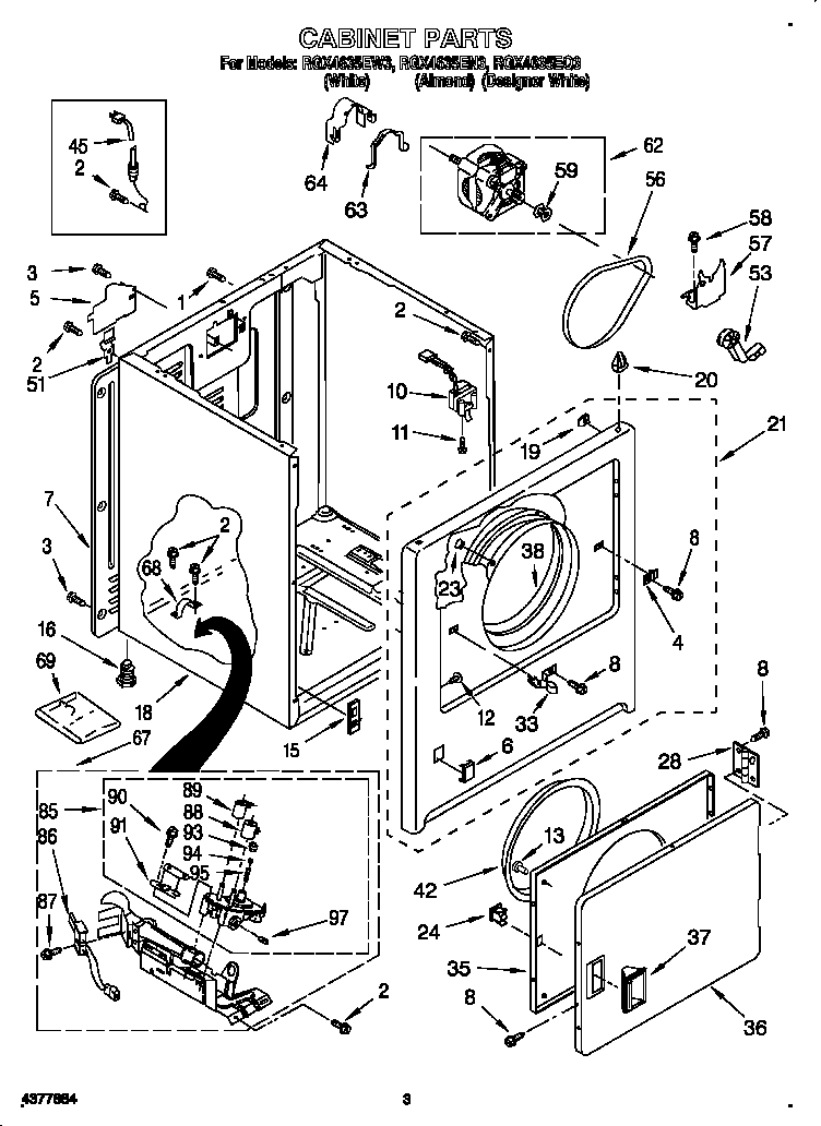 Roper RGX4635EW3 cabinet diagram