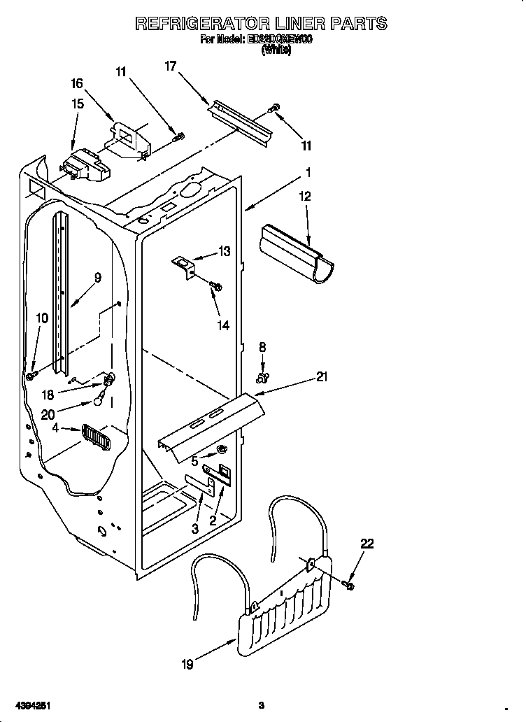Whirlpool ED22DQXEW00 liner diagram