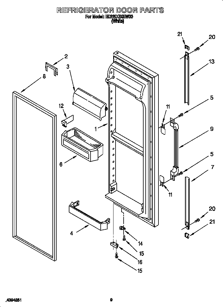 Whirlpool ED22DQXEW00 refrigerator door diagram