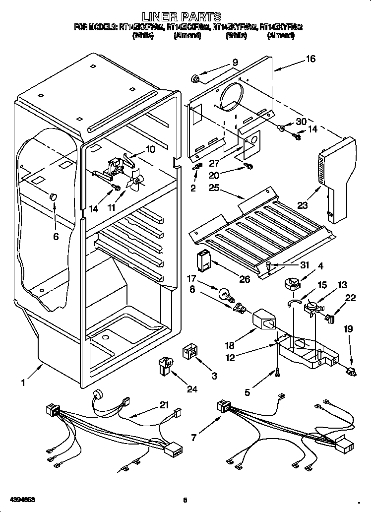 Roper RT14ZKYFW02 liner diagram