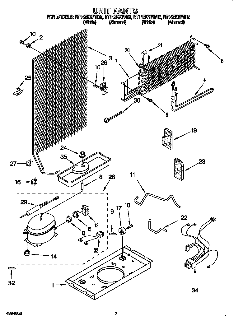 Roper RT14ZKYFW02 unit diagram