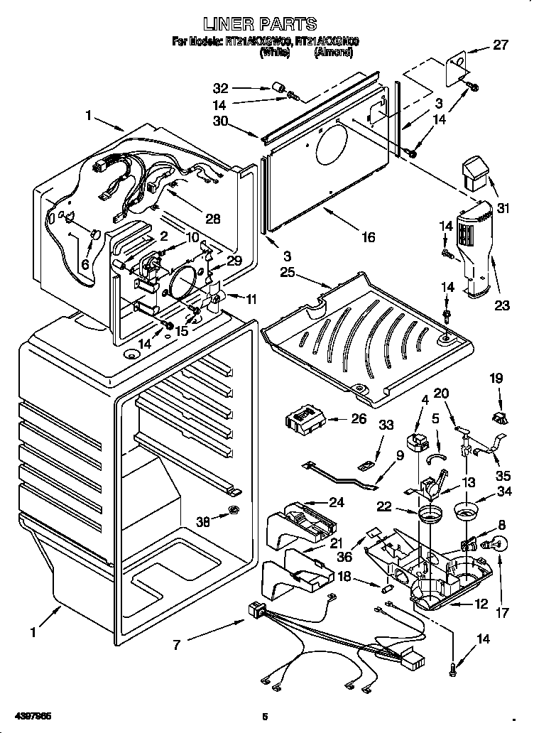 Roper RT21AKXGW00 liner diagram