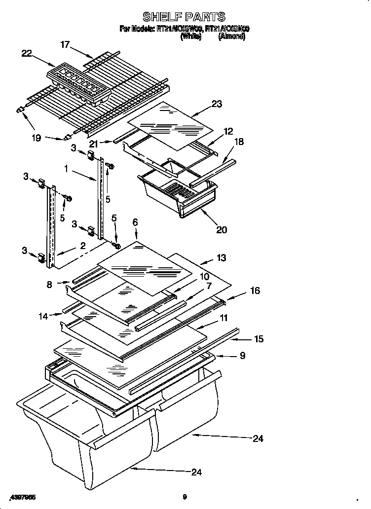 Roper RT21AKXGW00 shelves diagram