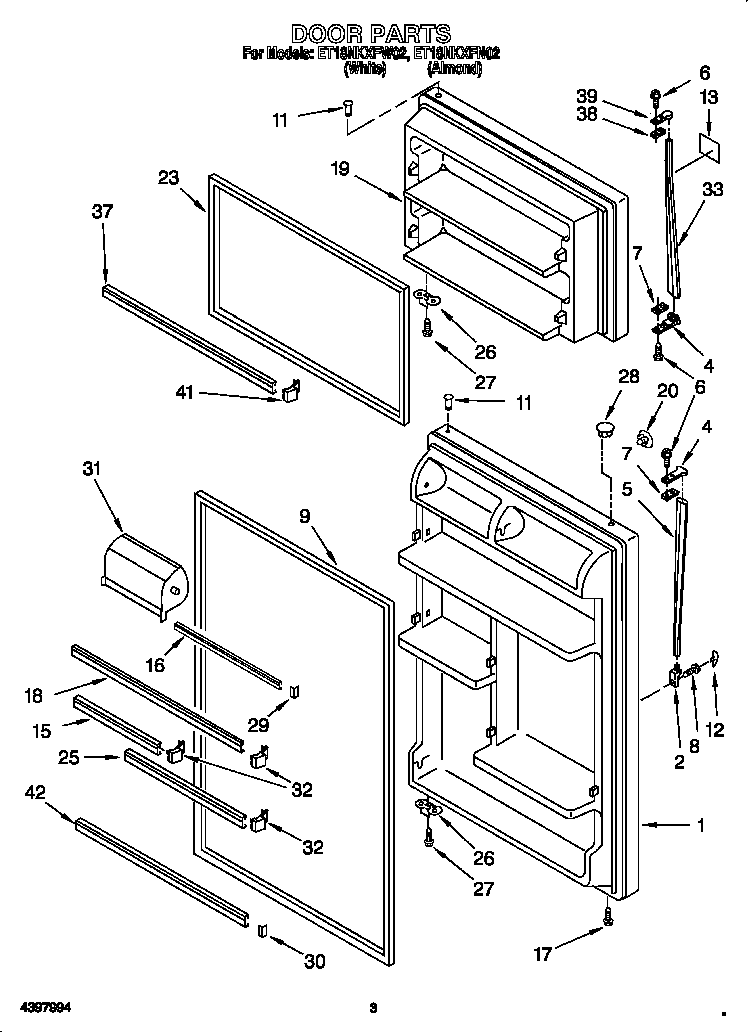 Whirlpool ET18NKXFW02 door diagram