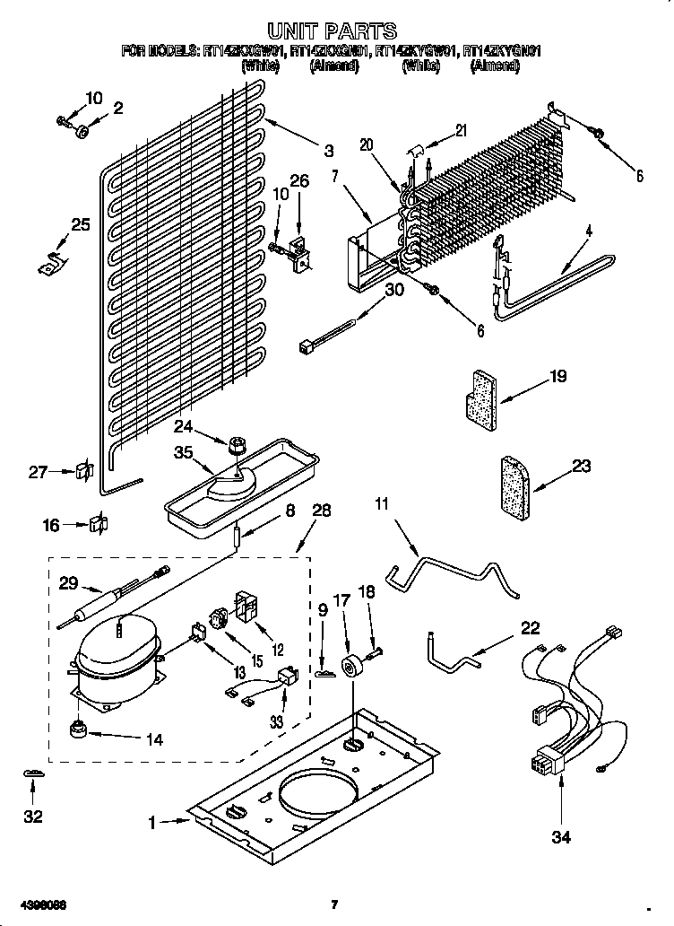 Roper RT14ZKXGN01 unit diagram