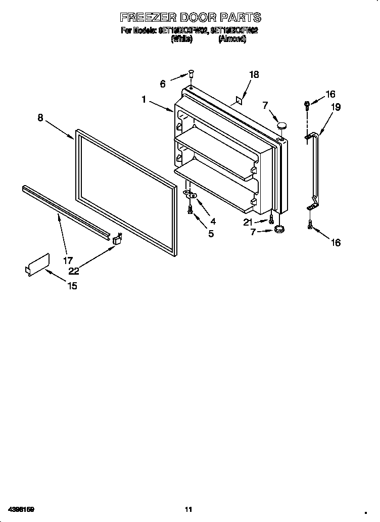 Whirlpool 8ET19DKXFW02 freezer door diagram