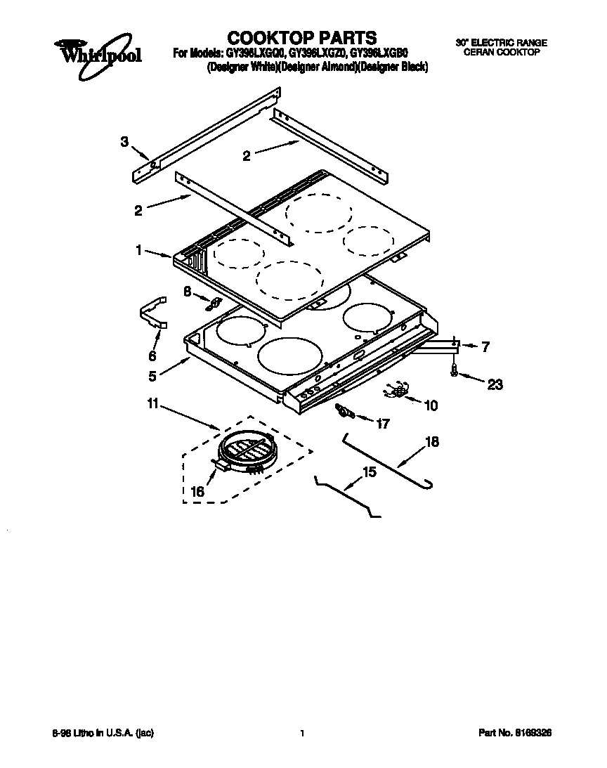 Whirlpool GY396LXGZ0 cooktop diagram