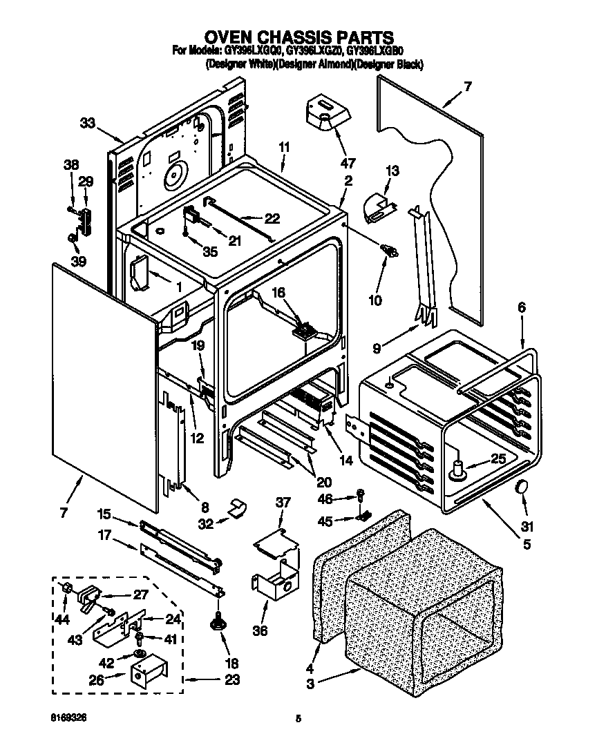 Whirlpool GY396LXGZ0 oven chassis diagram