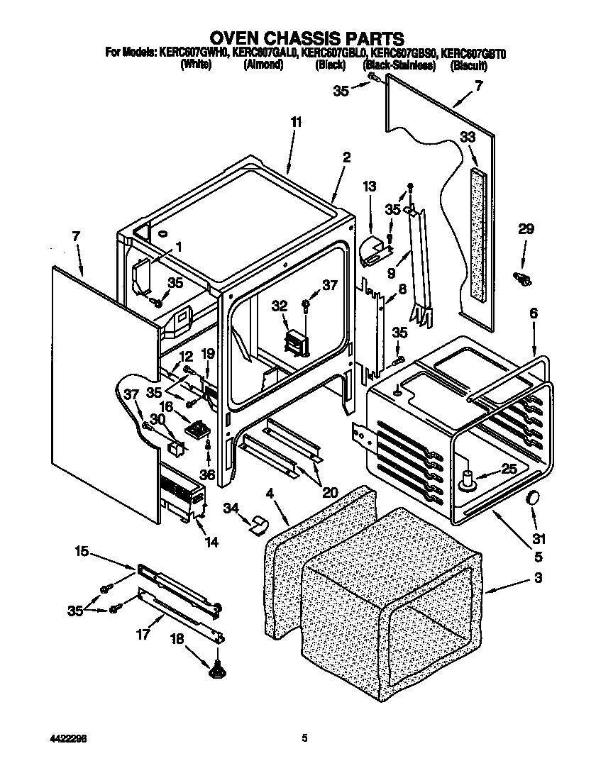KitchenAid KERC607GBL0 oven chassis diagram