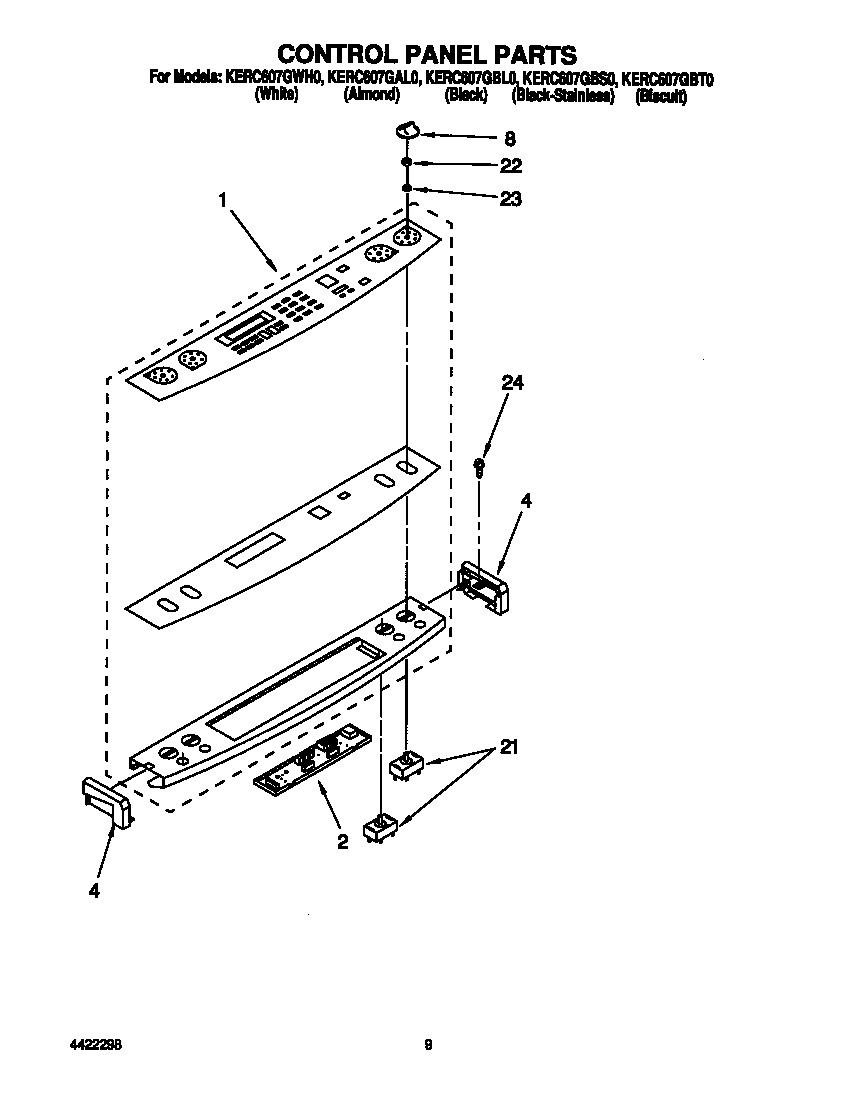 KitchenAid KERC607GBL0 control panel diagram