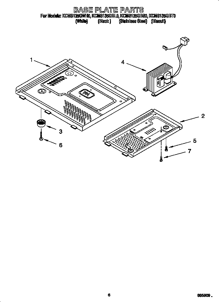 KitchenAid KCMS135GWH0 base plate diagram