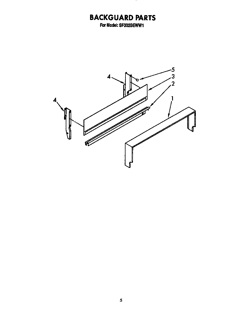 Whirlpool SF302BEWW1 backguard diagram