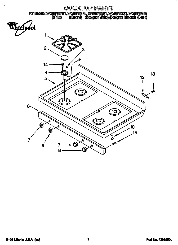 Whirlpool SF385PEGQ1 cooktop diagram