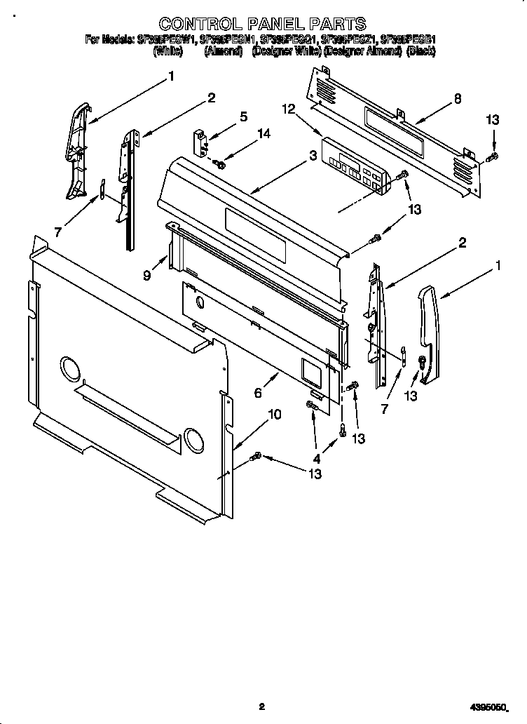 Whirlpool SF385PEGQ1 control panel diagram