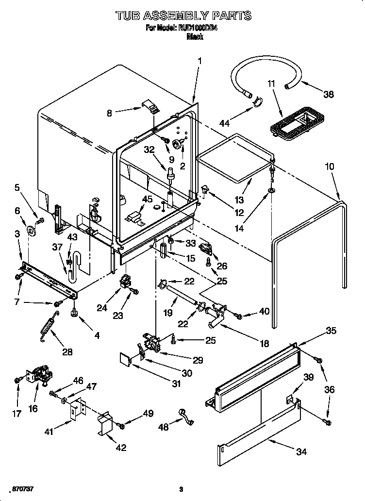 Roper RUD1000DB4 tub assembly diagram