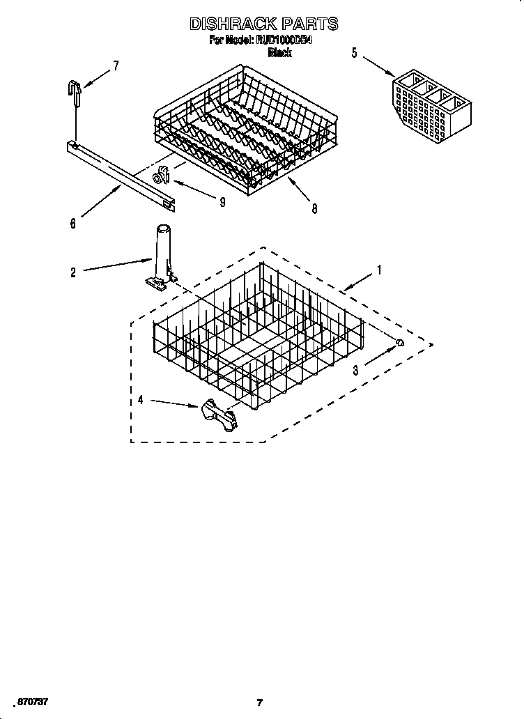 Roper RUD1000DB4 dishrack diagram