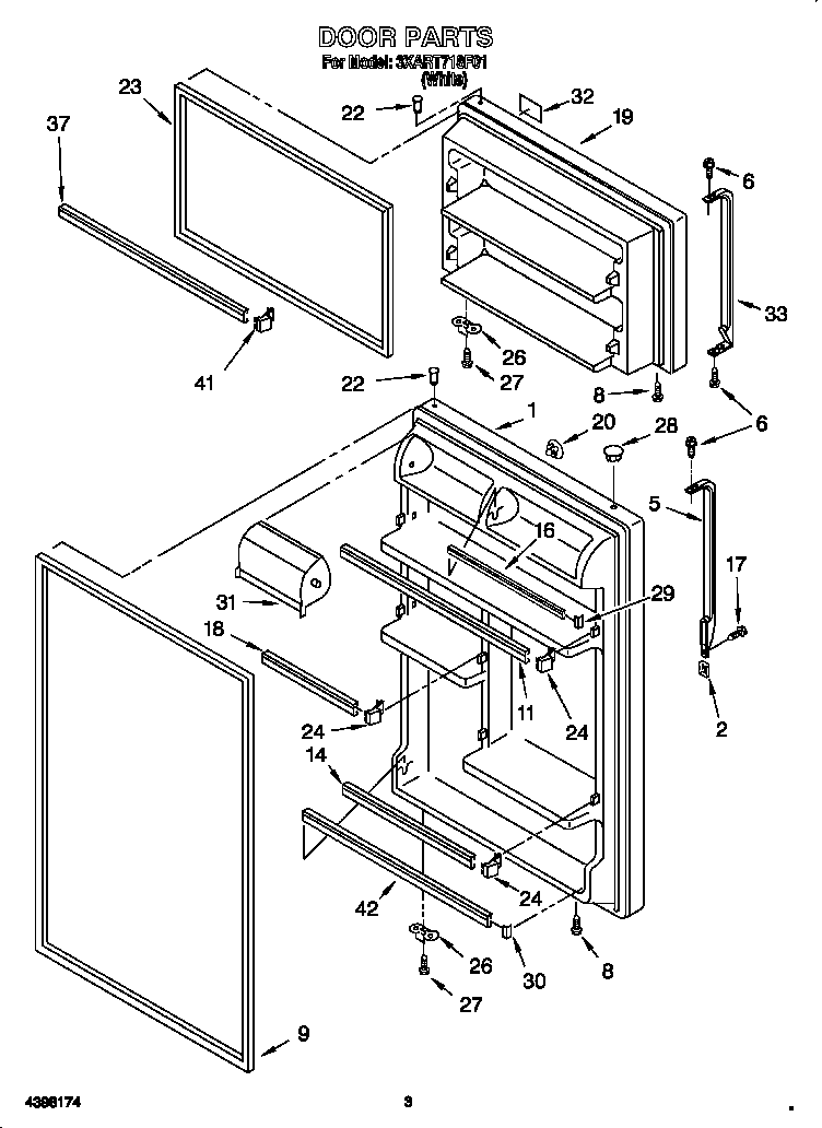 Whirlpool 3XART718F01 door diagram