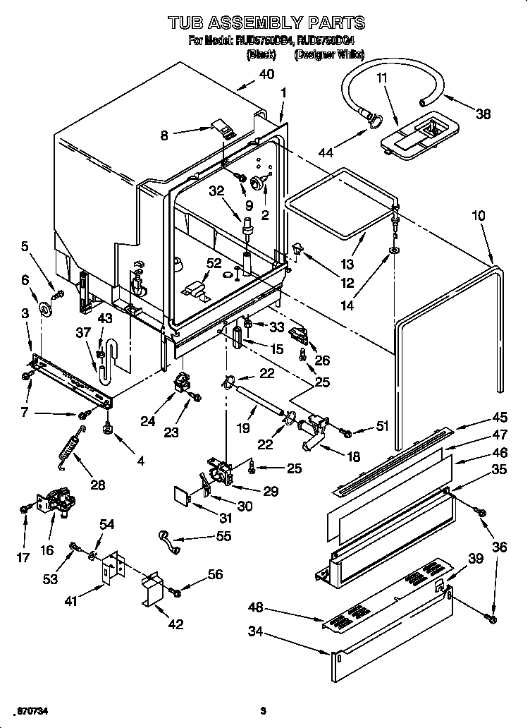 Roper RUD5750DQ4 tub assembly diagram