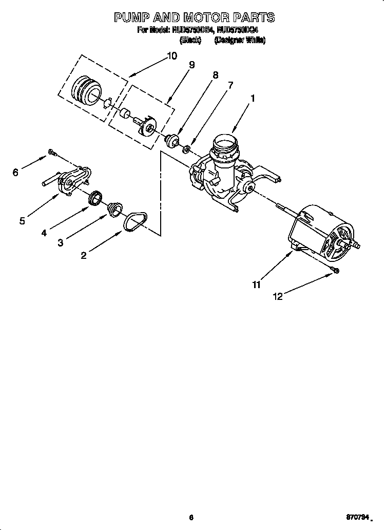 Roper RUD5750DQ4 pump and motor diagram
