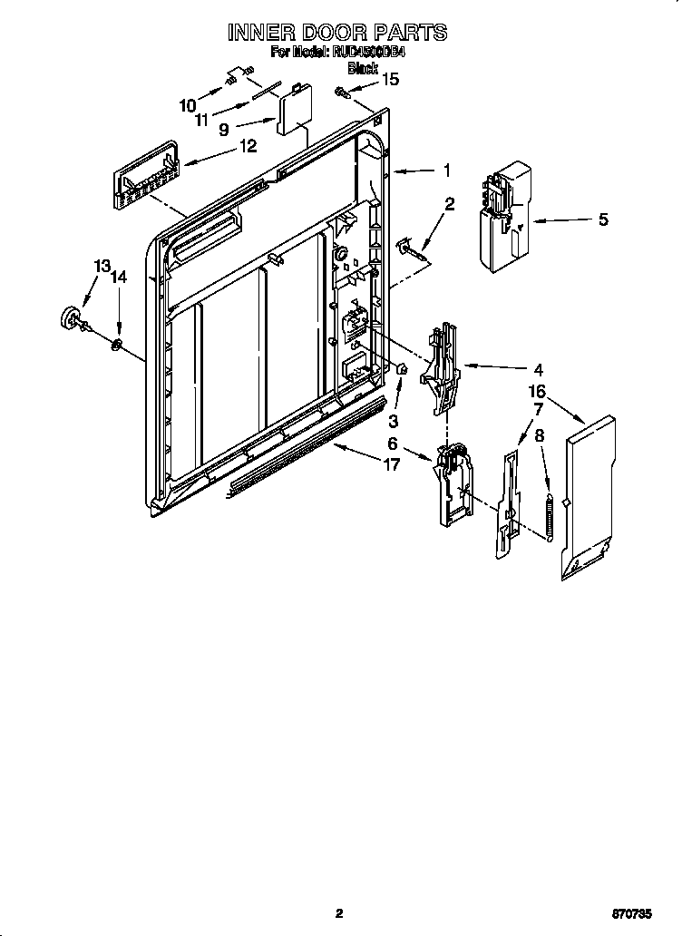 Roper RUD4500DB4 inner door diagram