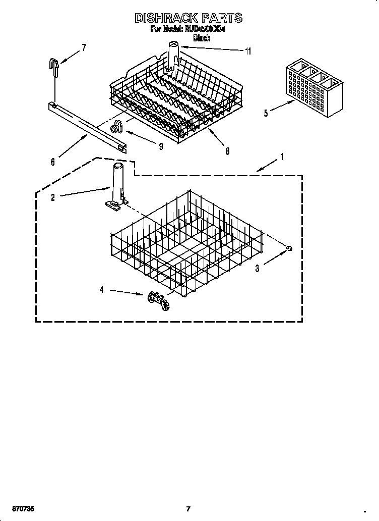 Roper RUD4500DB4 dishrack diagram