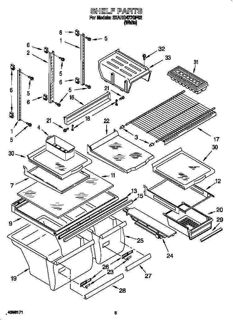 Whirlpool 3XARG477GF02 shelf diagram
