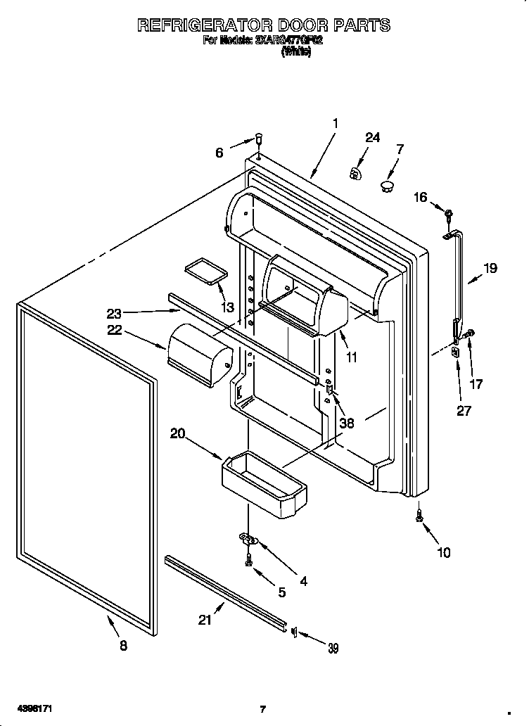 Whirlpool 3XARG477GF02 refrigerator door diagram